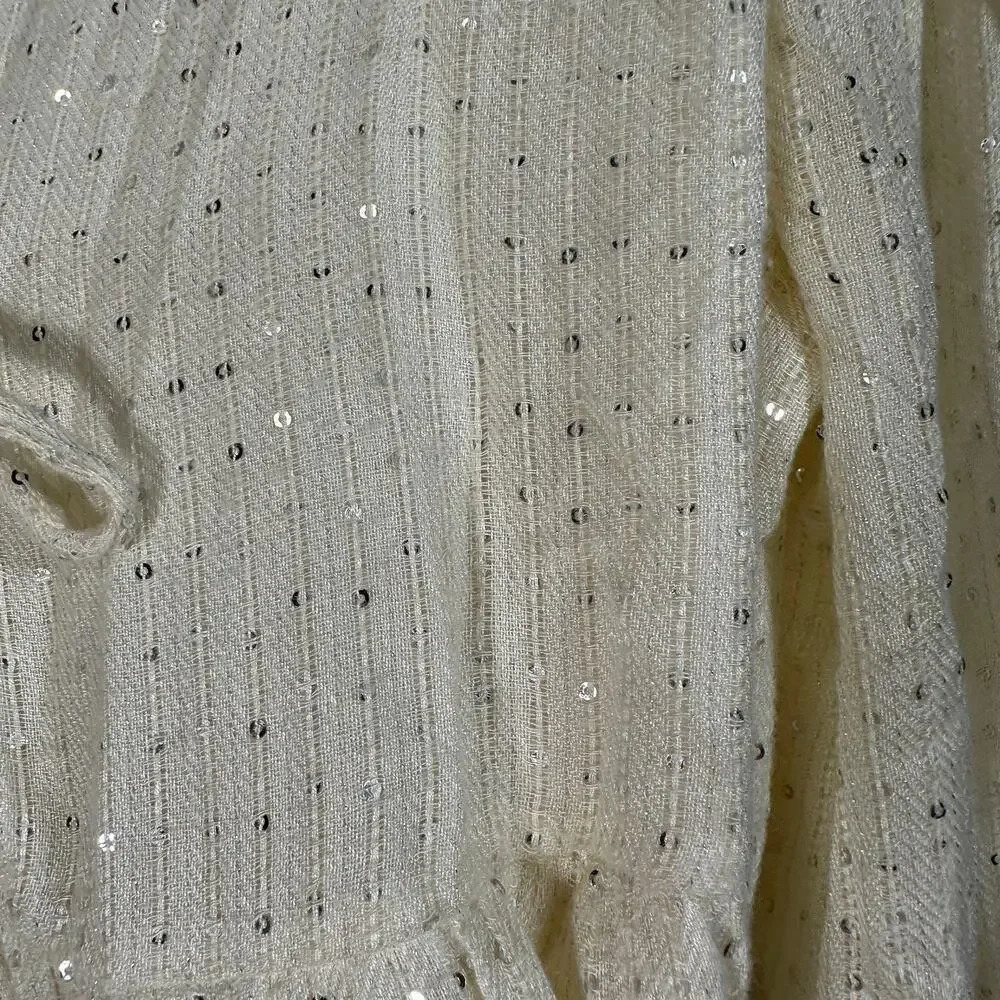 Revolve Sundress Cream Sequined Tunic Mini Dress‎ Cover Up M/L - Picture 8 of 10